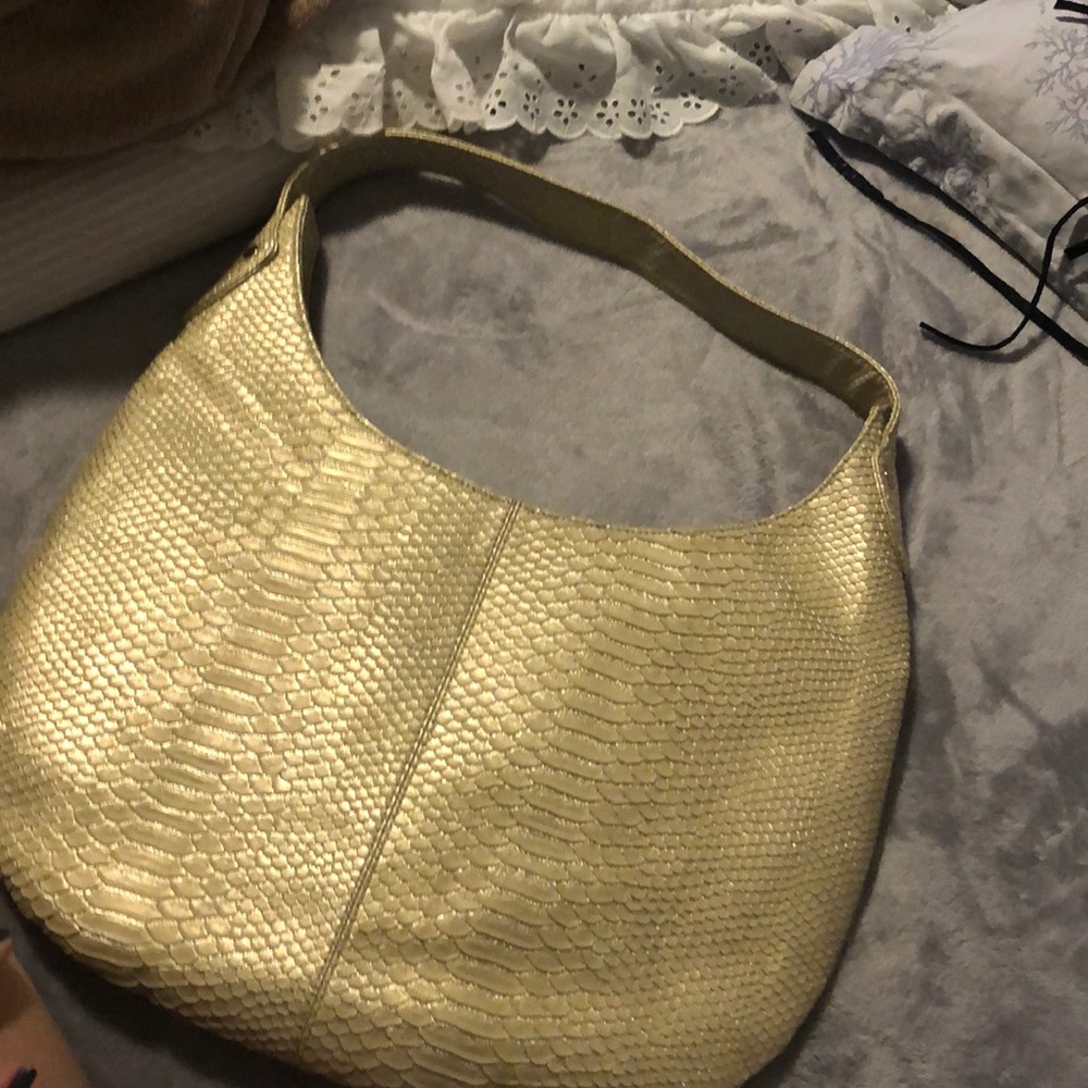 Gold Snake Print Hobo Bag